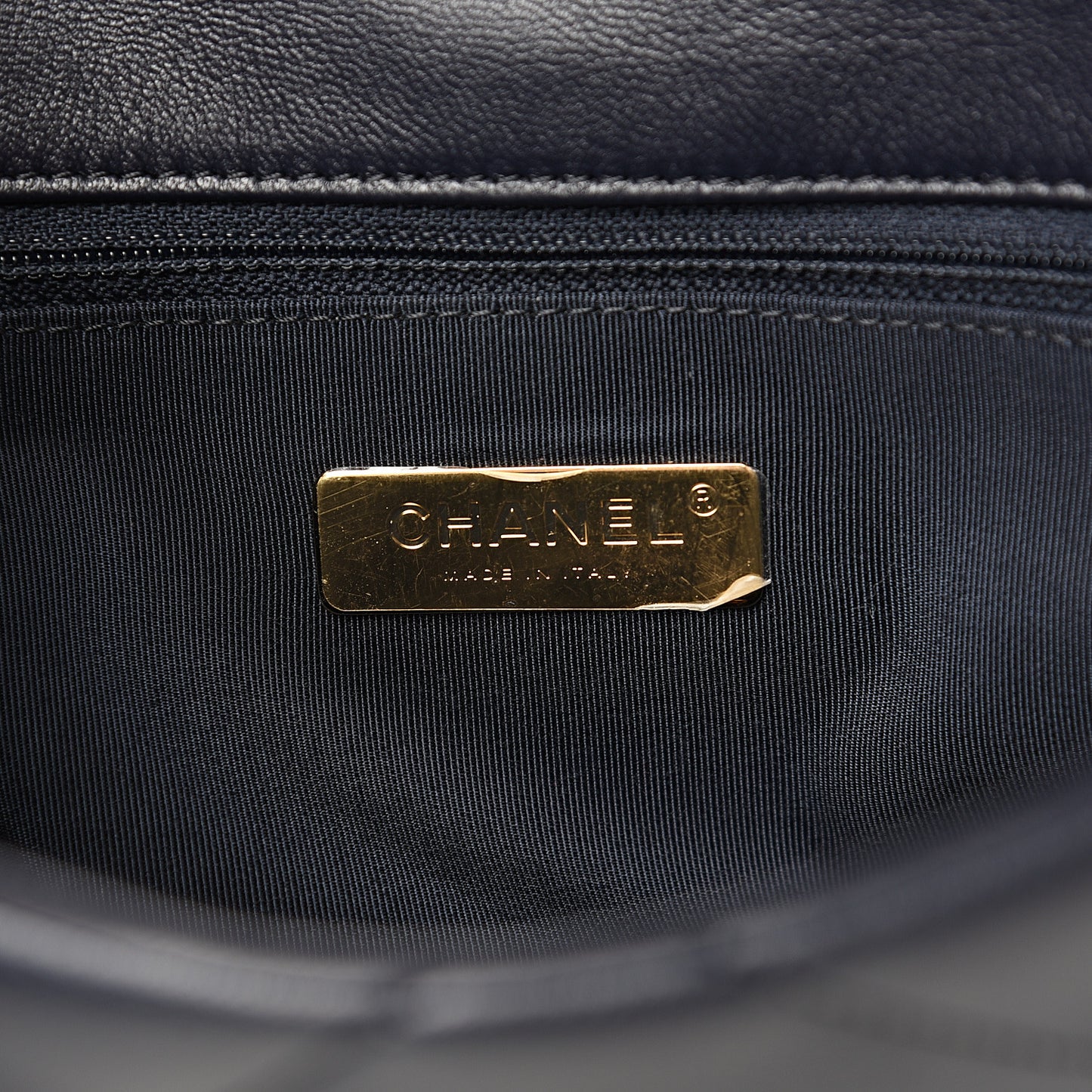 Goatskin Quilted Medium 19 Flap Navy Blue