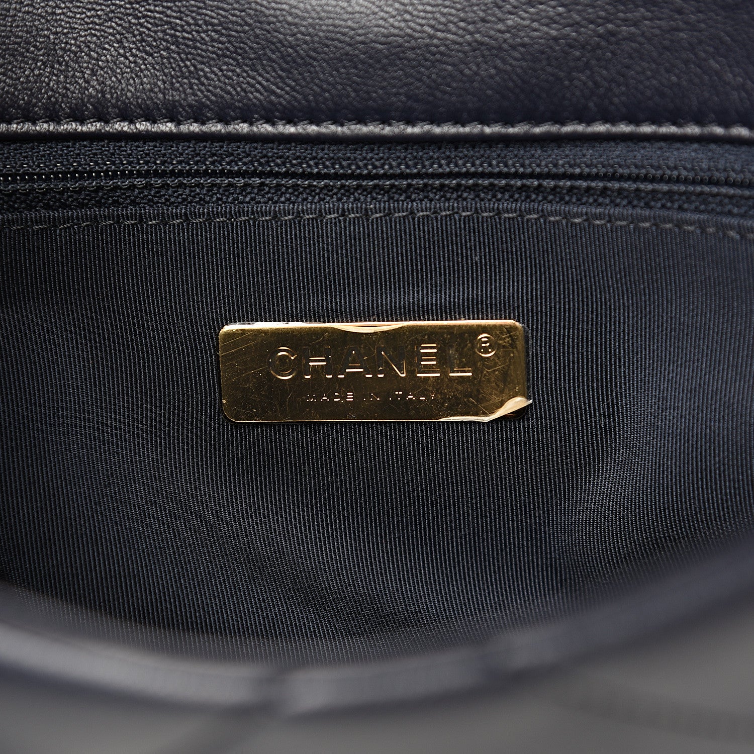 Chanel Goatskin Quilted Medium 19 Flap Navy Blue 5 of 12