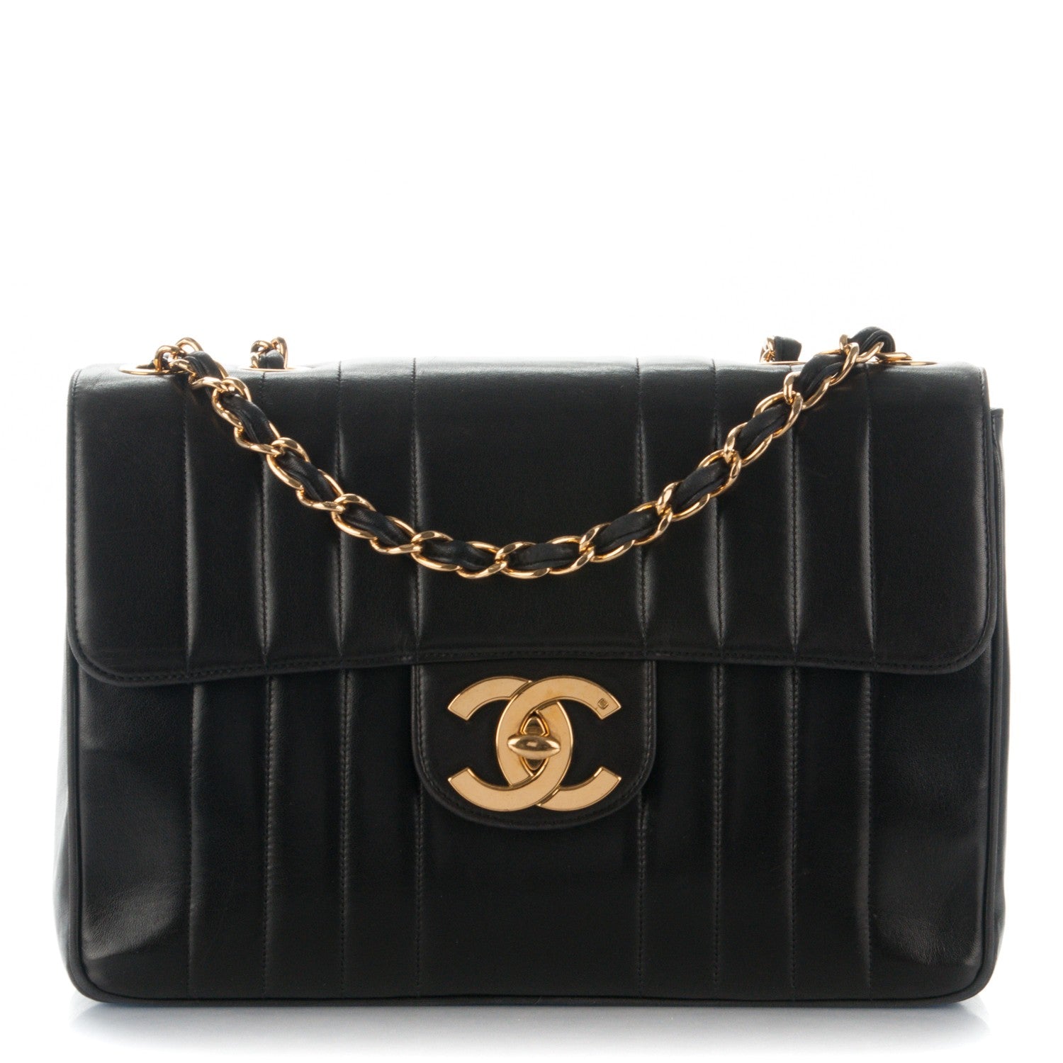 Chanel Lambskin Vertical Quilt Jumbo Flap Black 1 of 8