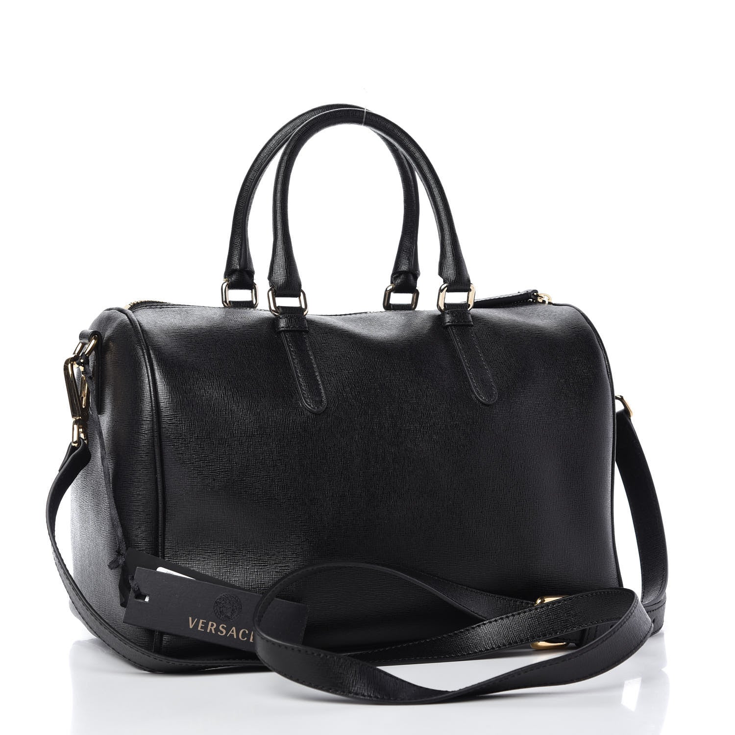 Versace Saffiano Calfskin Palazzo Duffle Bag Black 3 of 10