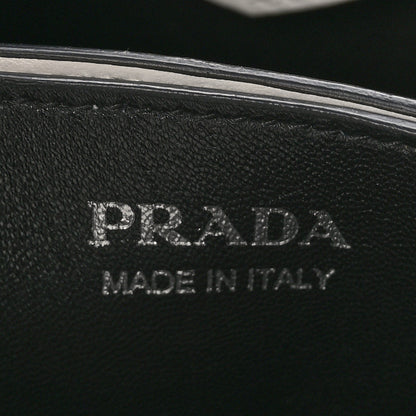 Prada Saffiano Cuir Crystal Small Panier Bucket Bag White Black 6 of 9