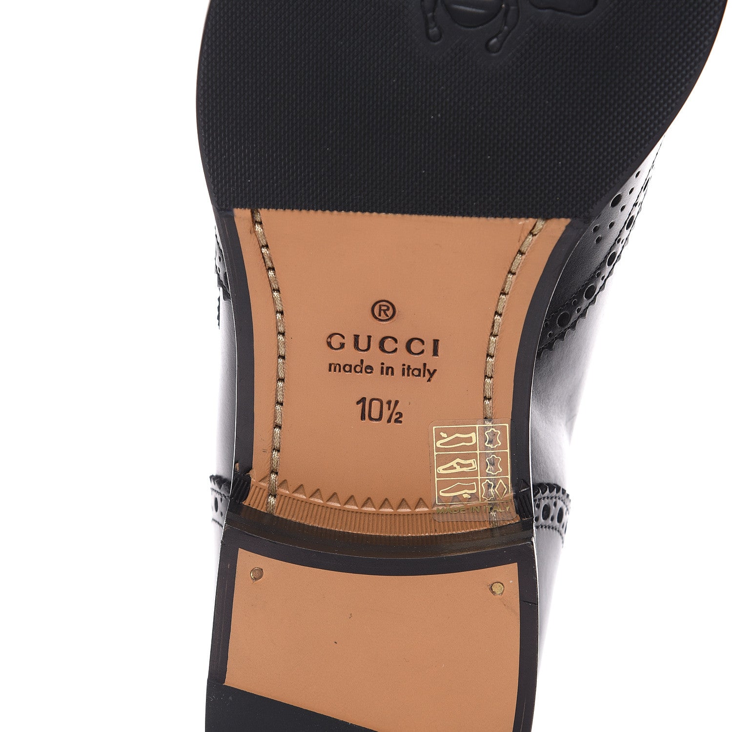 Gucci Calfskin Bee Embroidered Mens Queercore Brogue Wingtip Monk Strap Loafers 10.5 Black 8 of 14