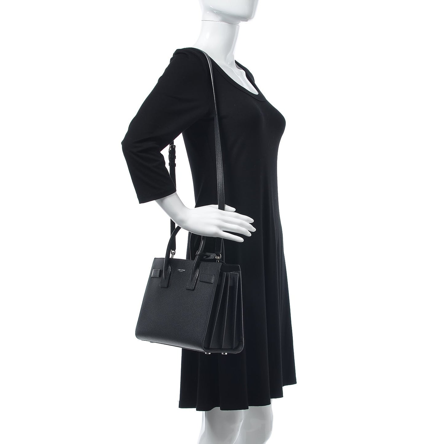 Grained Calfskin Baby Sac De Jour Black