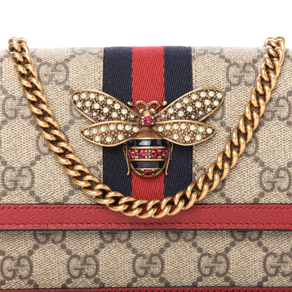 Gucci GG Supreme Monogram Web Queen Margaret Chain Wallet Red 9 of 9