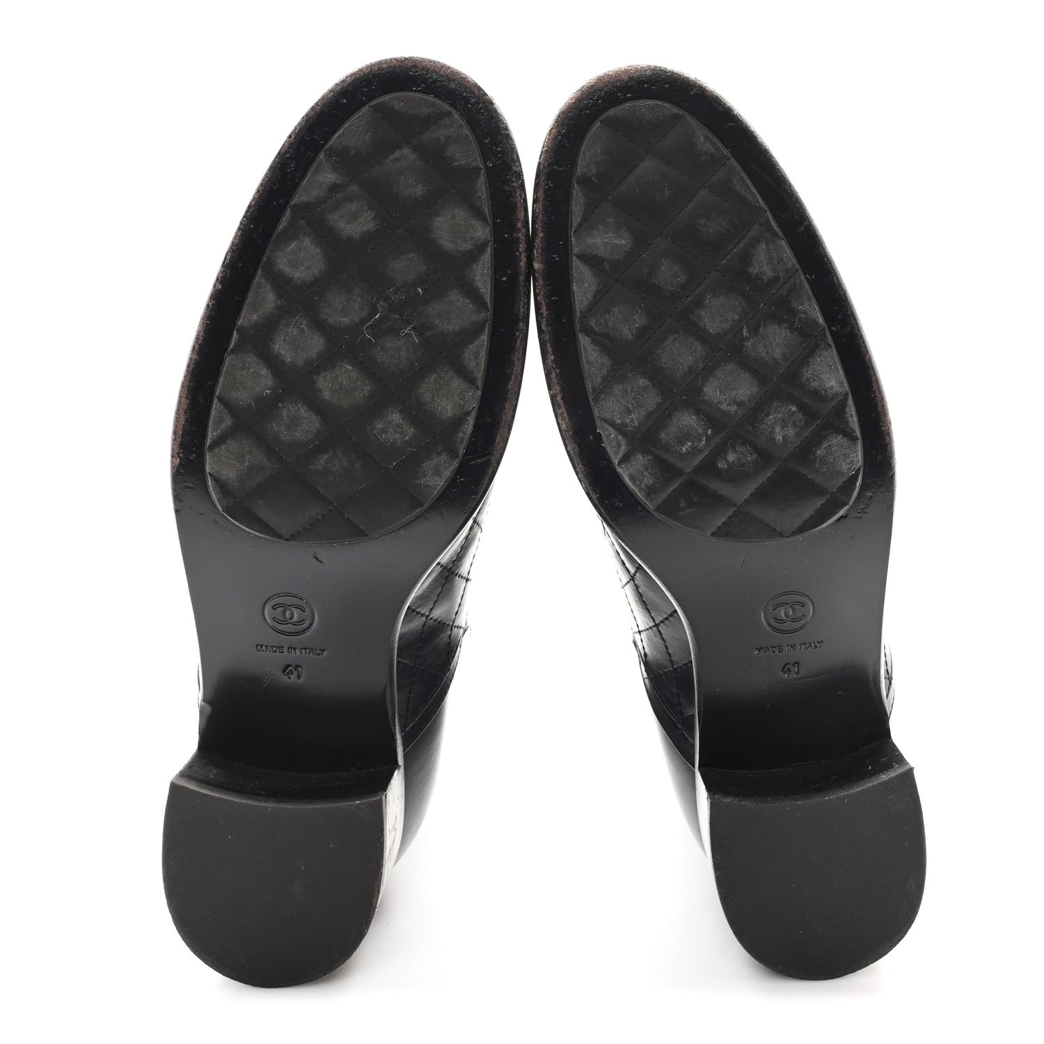 Chanel Calfskin Quilted Cap Toe Boots 41 Black Brown 6 of 10