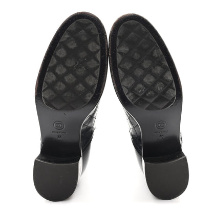 Chanel Calfskin Quilted Cap Toe Boots 41 Black Brown 6 of 10