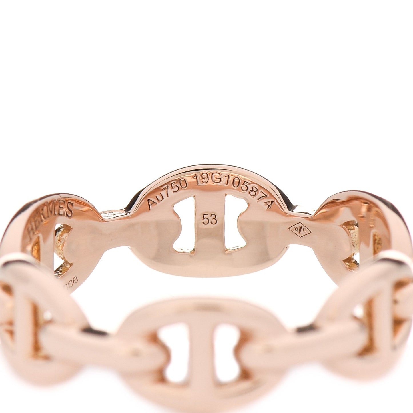 18K Rose Gold PM Chaine D'Ancre Enchainee Ring 53 6.5