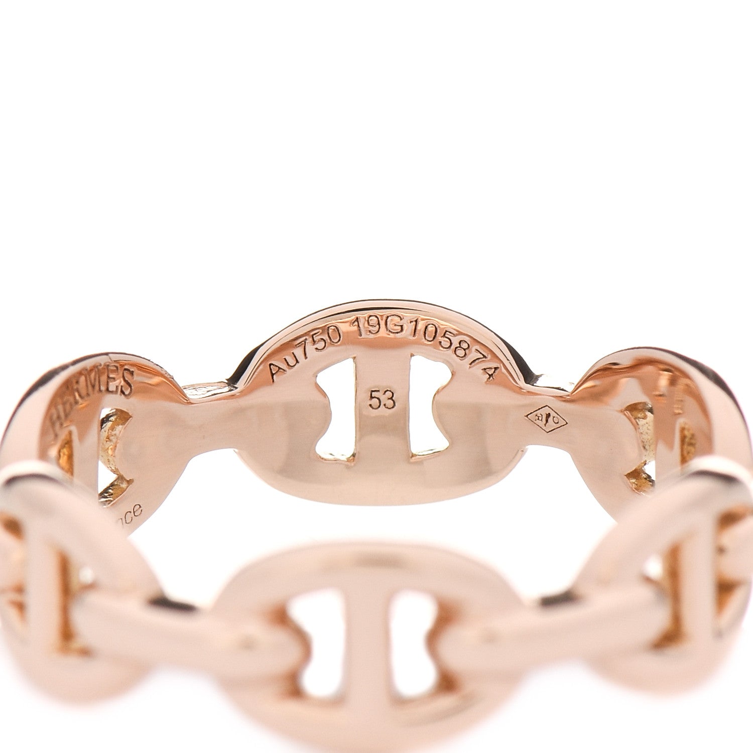 Hermes 18K Rose Gold PM Chaine D'Ancre Enchainee Ring 53 6.5 4 of 5