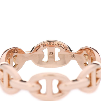 Hermes 18K Rose Gold PM Chaine D'Ancre Enchainee Ring 53 6.5 4 of 5