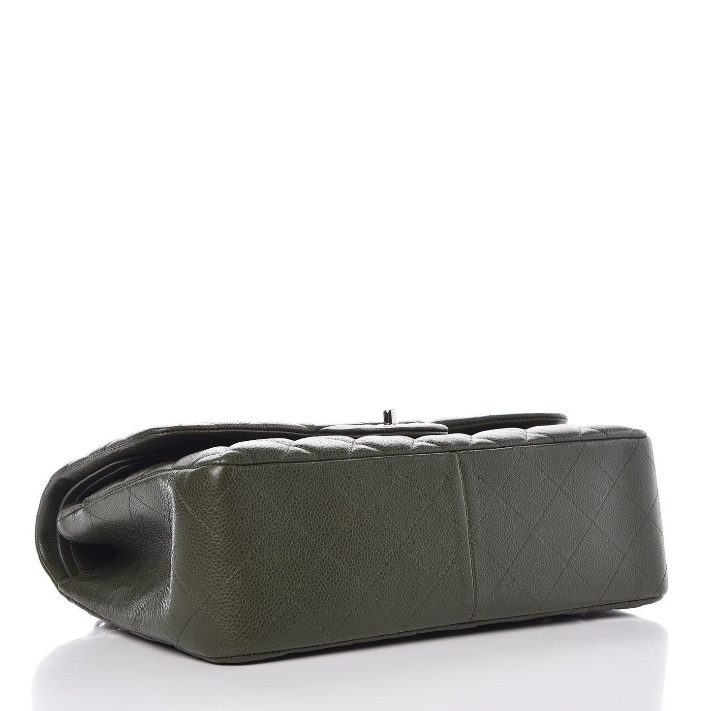 Caviar Quilted Jumbo Double Flap Dark Green