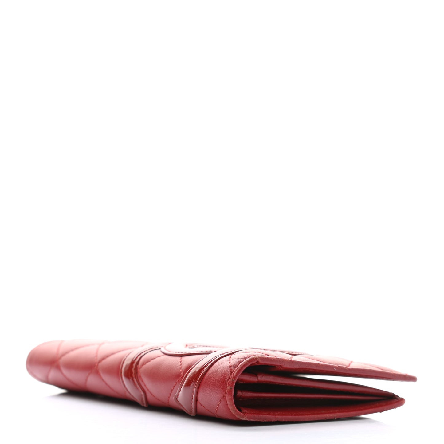 Calfskin Quilted Cambon Yen Wallet Red