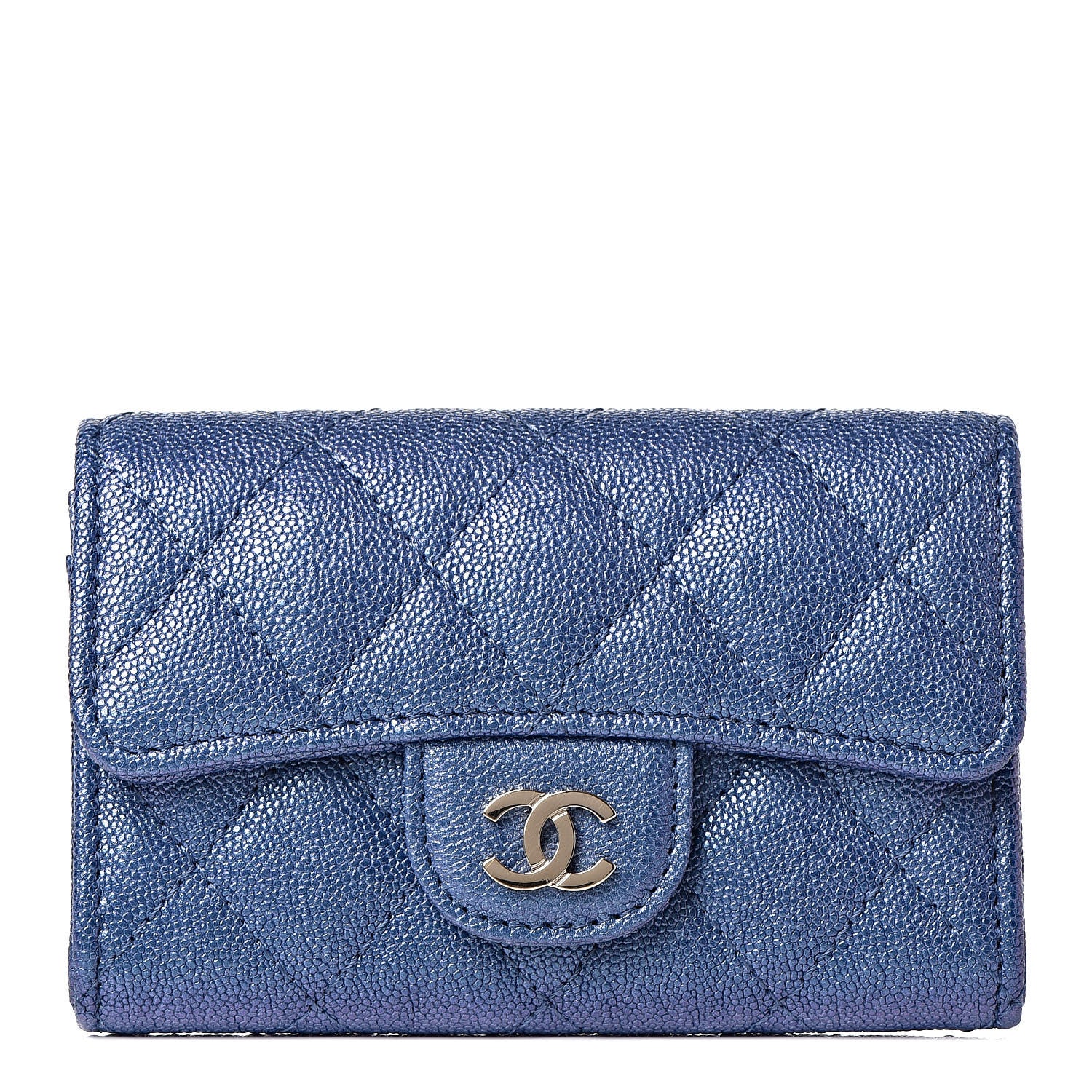 Chanel Iridescent Caviar Quilted Flap Card Holder Dark Blue 1 of 9