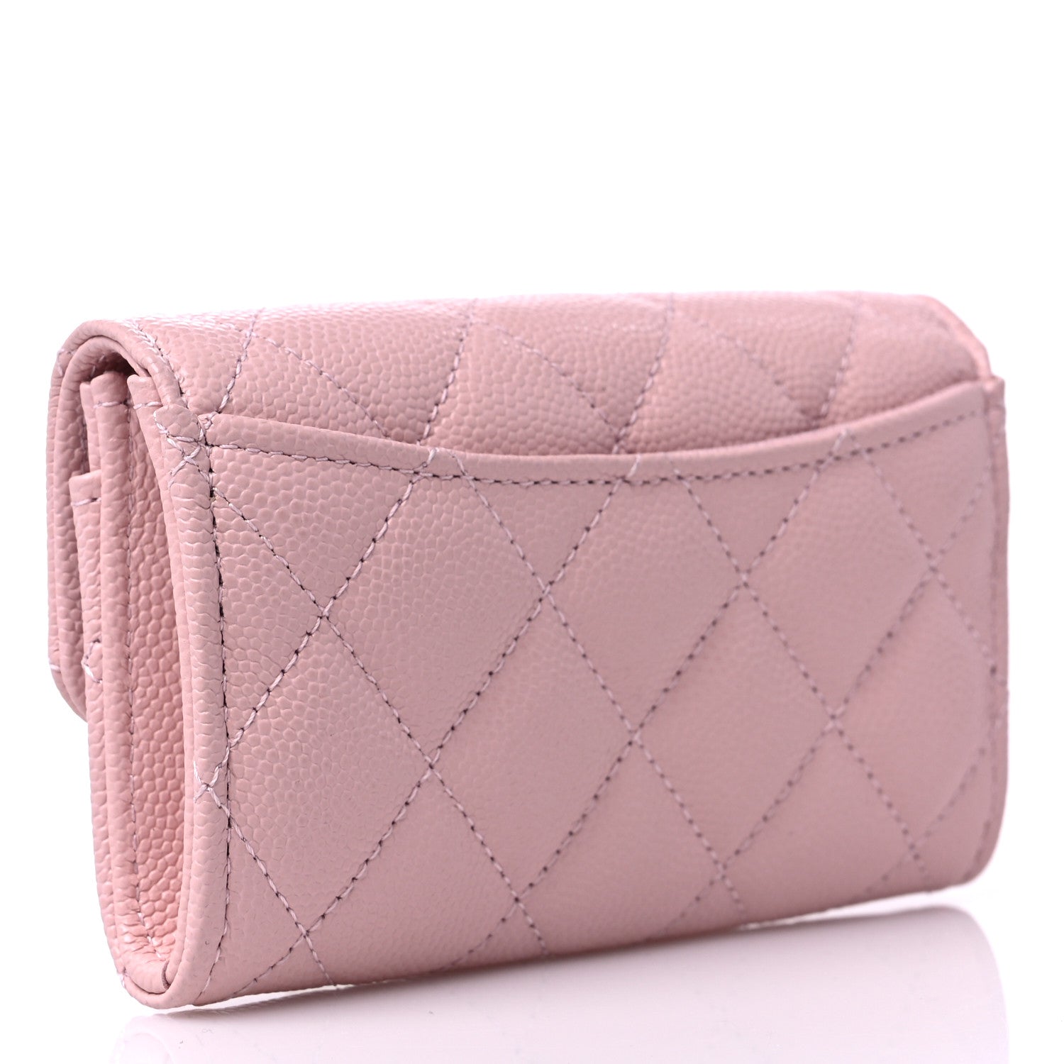 Chanel Caviar Quilted Flap Card Holder Wallet Light Pink 3 of 9