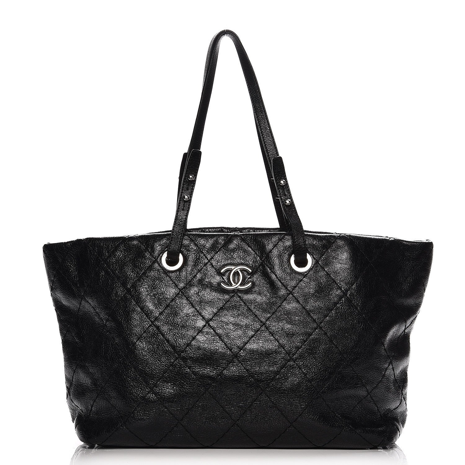 Chanel Glazed Calfskin Large On The Road Tote Black 1 of 7