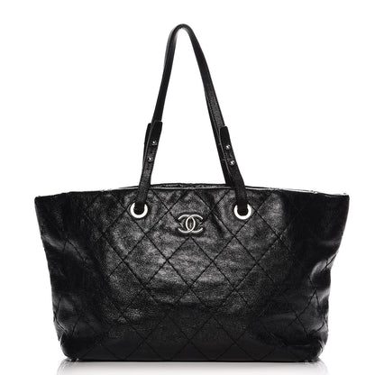 Chanel Glazed Calfskin Large On The Road Tote Black 1 of 7