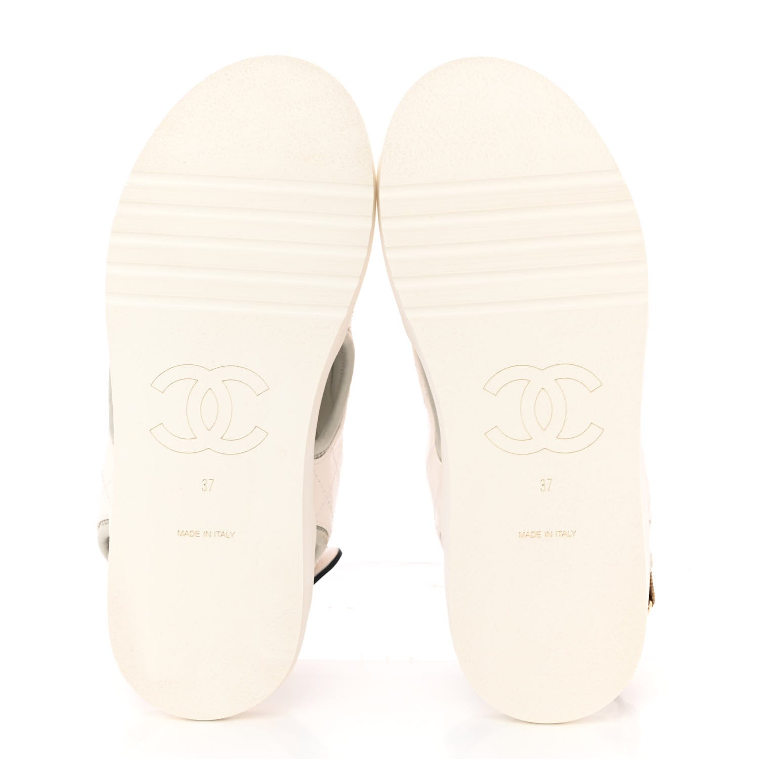 Chanel Goatskin Fabric TPU Gladiator Sandals 37 White Light Grey Navy Blue 5 of 18
