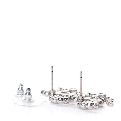 Chanel Pearl Crystal CC Earrings Silver 3 of 4