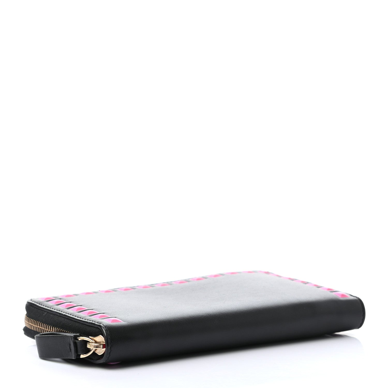 Valentino Garavani Vitello Rockstud Print Zip Around Wallet Black Peony 4 of 8