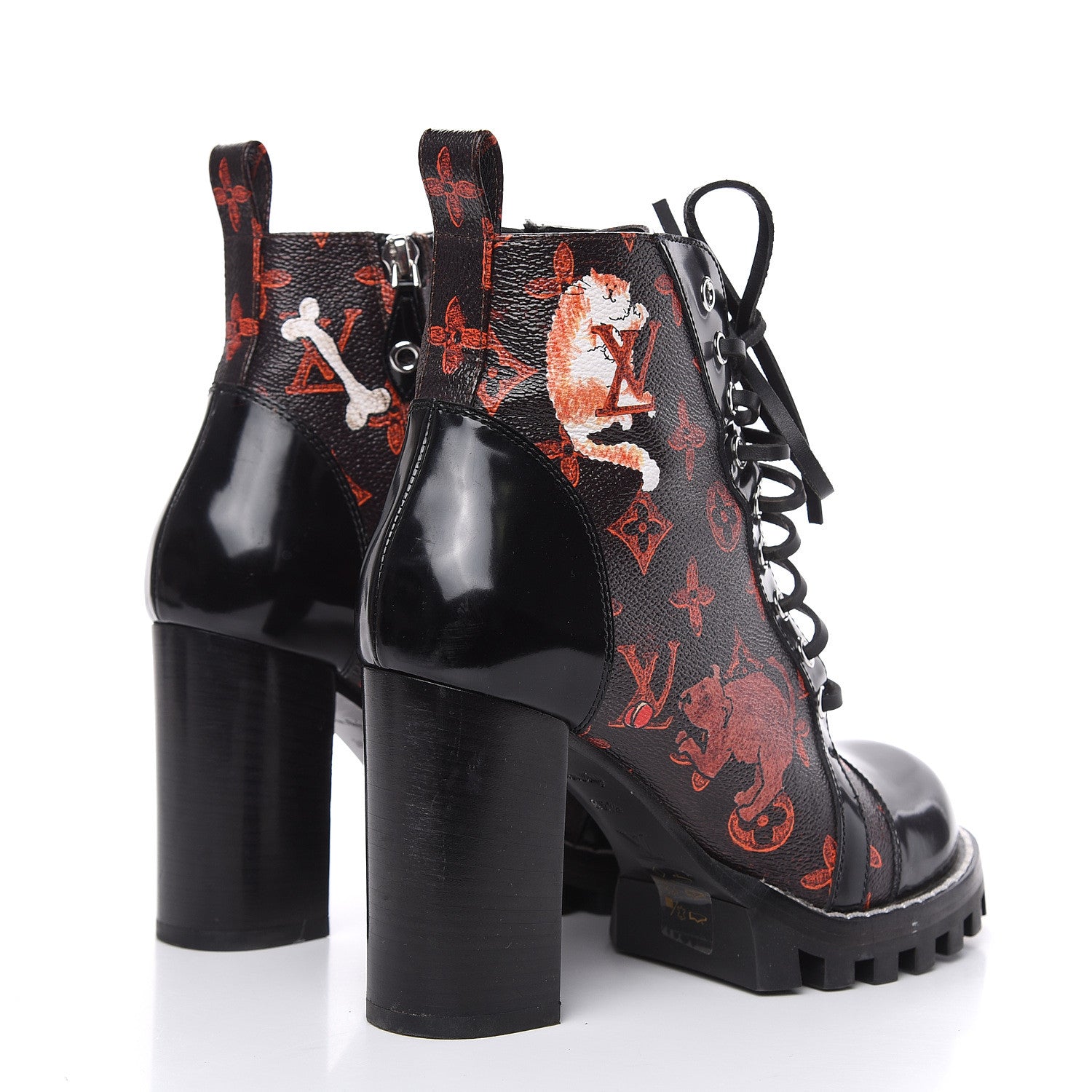 Louis Vuitton Patent Calfskin Catogram Star Trail Ankle Boots 38.5 Black Marron 4 of 11