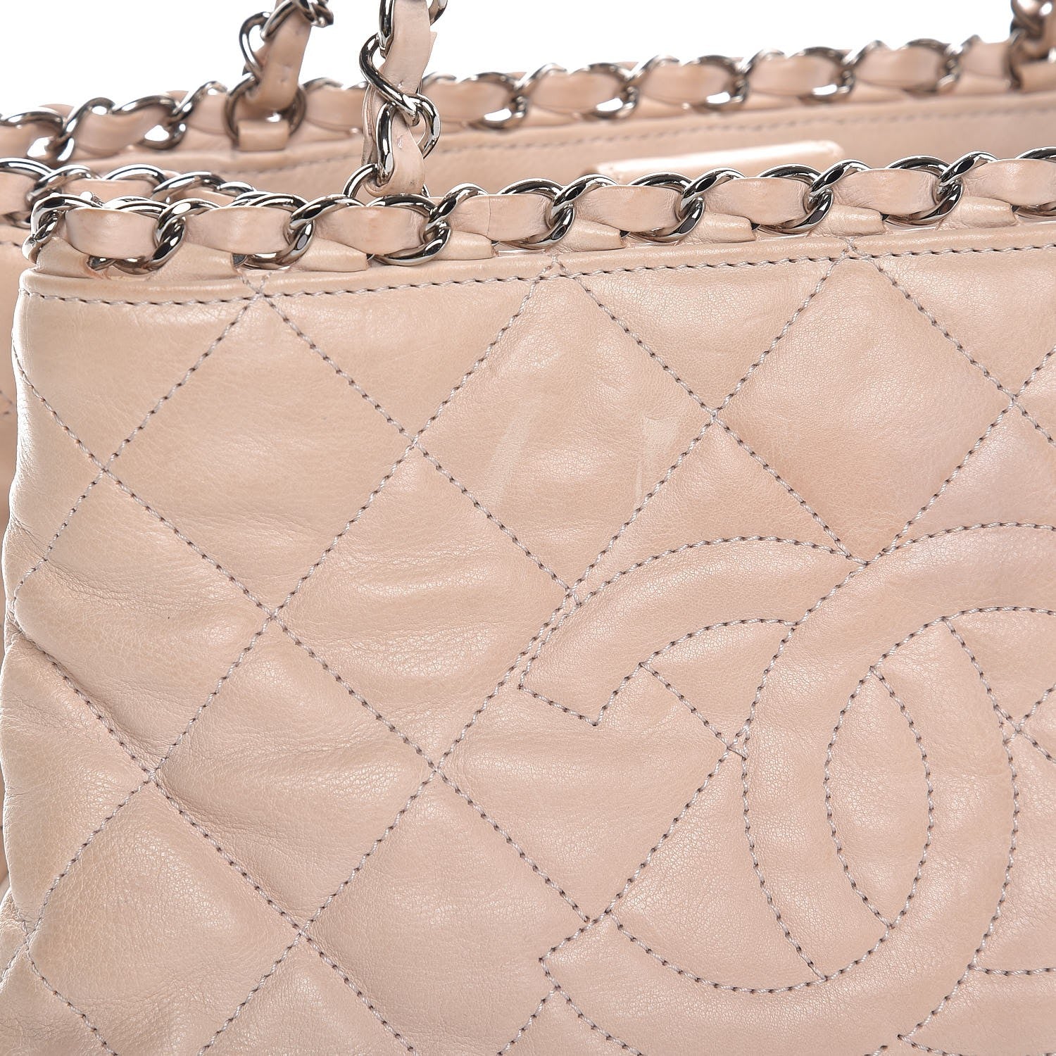 Chanel Lambskin Quilted Mini Chain Me Tote Light Beige 9 of 13