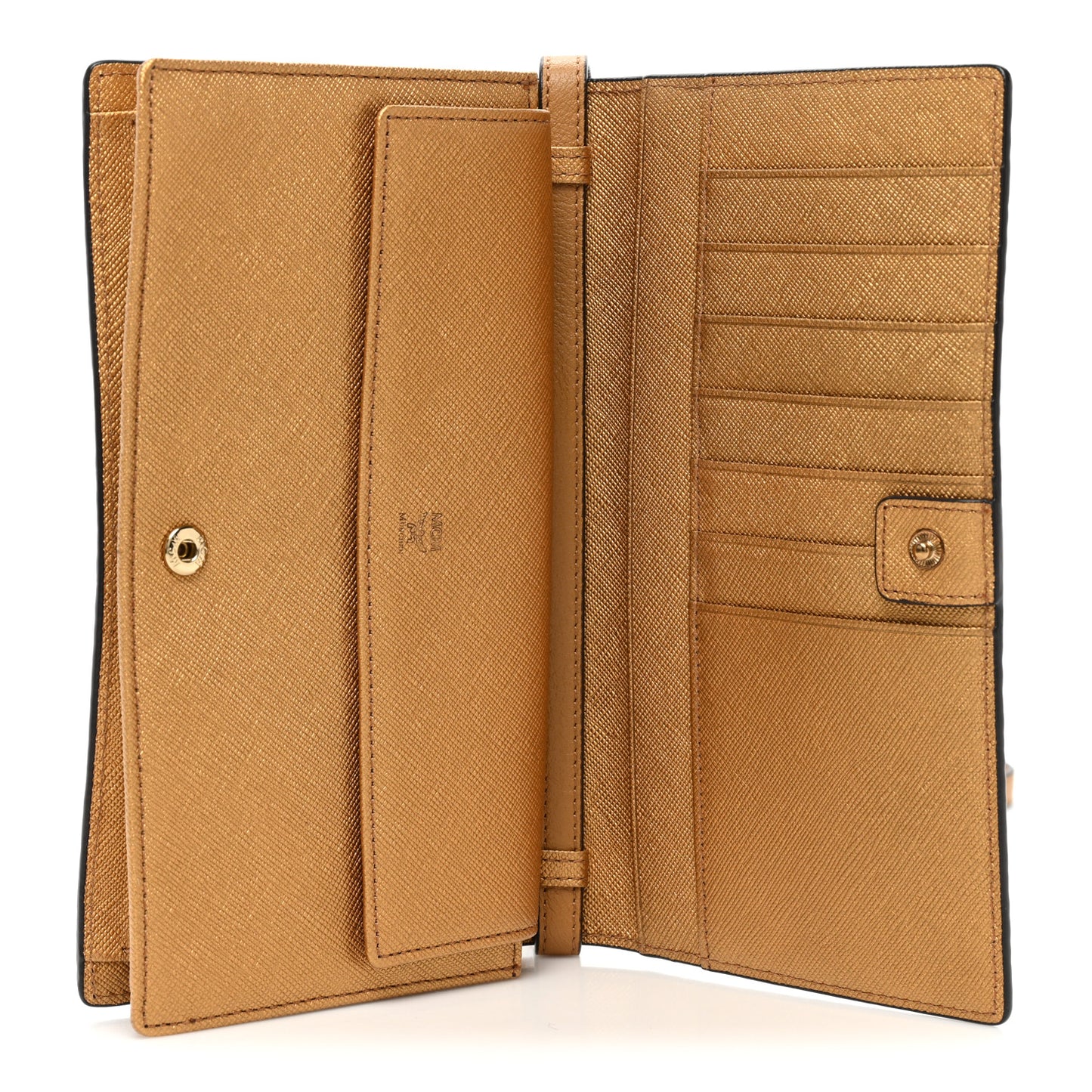 Metallic Visetos Crossbody Wallet Gold