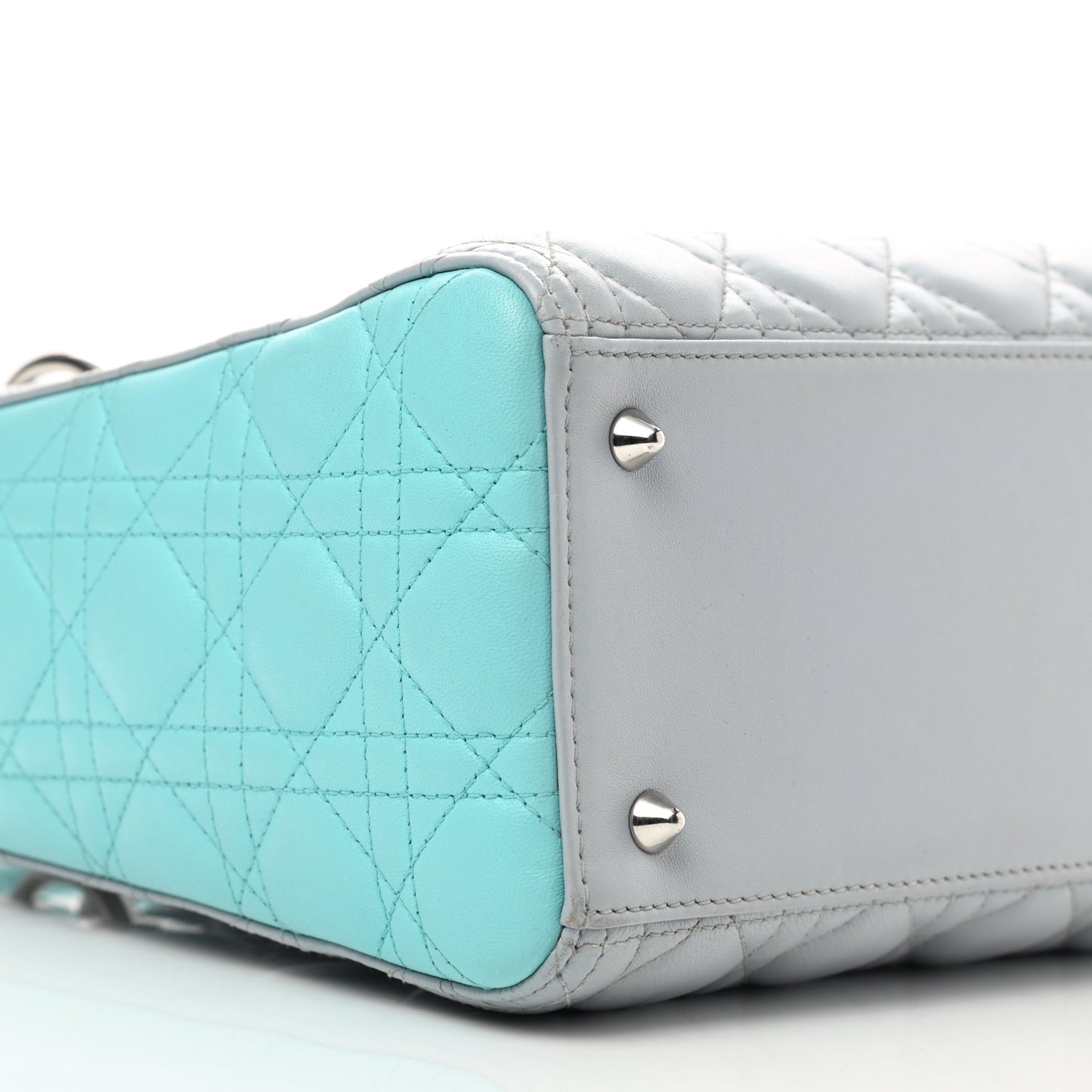 Lambskin Cannage Medium Bi-Color Lady Dior Grey Turquoise