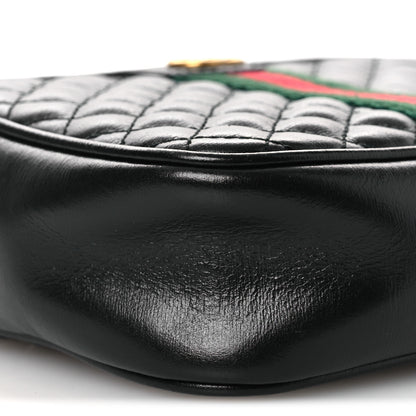 Gucci Calfskin Trapuntata Web Mini GG Shoulder Bag Black 9 of 10