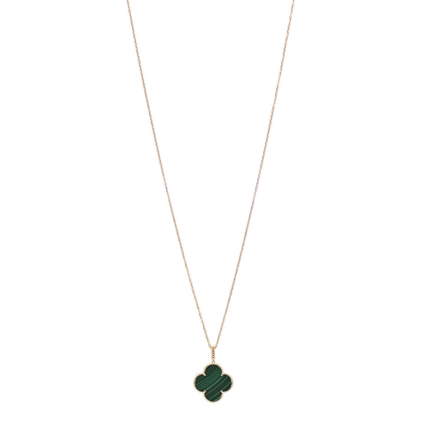 18K Yellow Gold Malachite Magic Alhambra Pendant Necklace