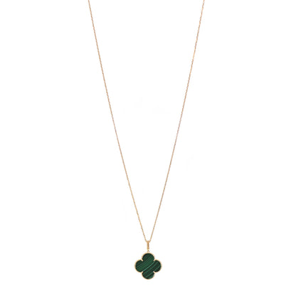 Van Cleef & Arpels 18K Yellow Gold Malachite Magic Alhambra Pendant Necklace 1 of 7