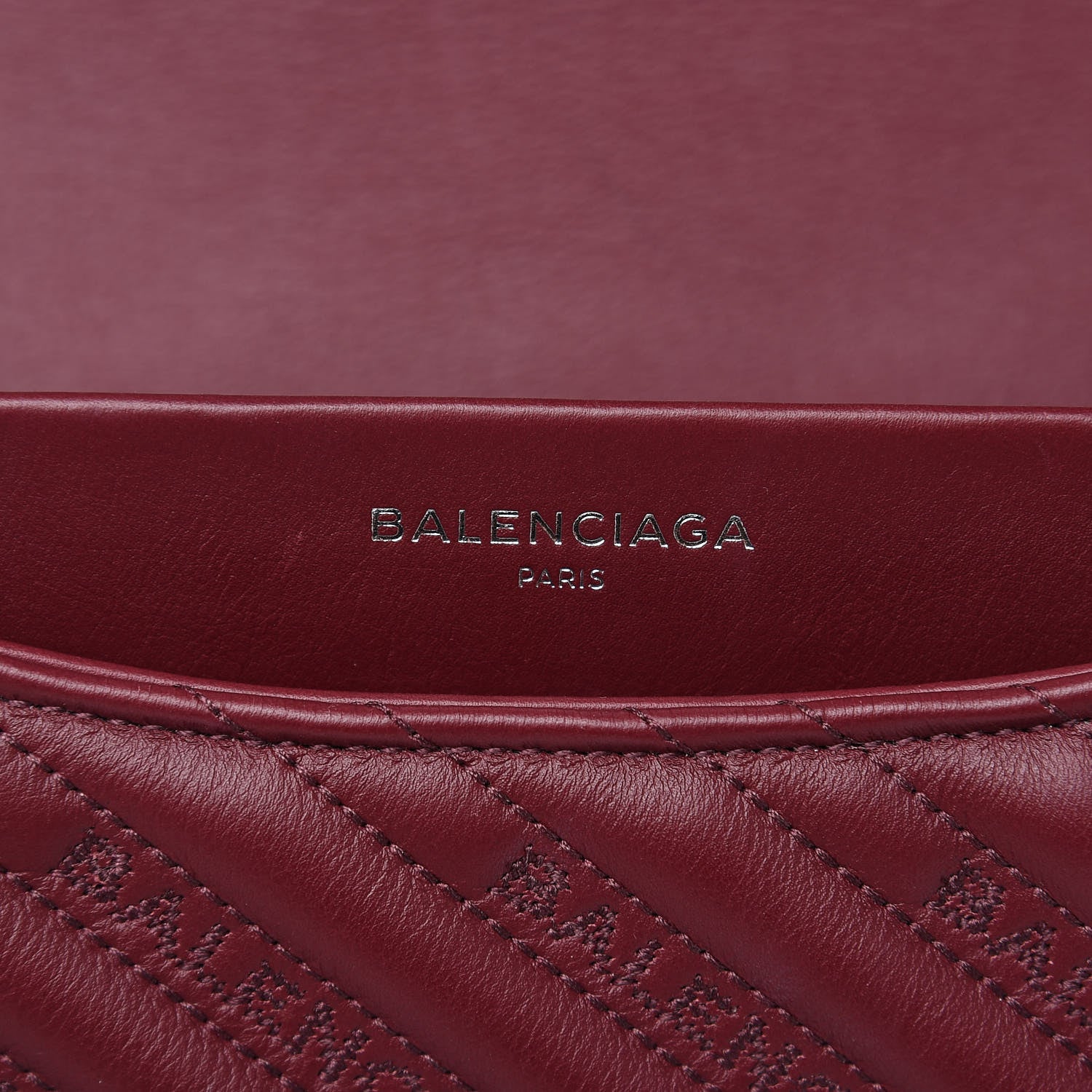 Balenciaga Calfskin Logo Matelasse Large BB Flap Chain Shoulder Bag Burgundy 6 of 12