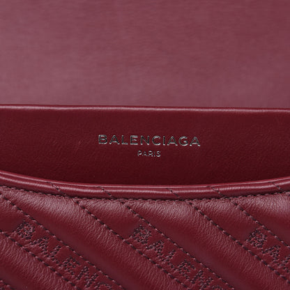 Balenciaga Calfskin Logo Matelasse Large BB Flap Chain Shoulder Bag Burgundy 6 of 12