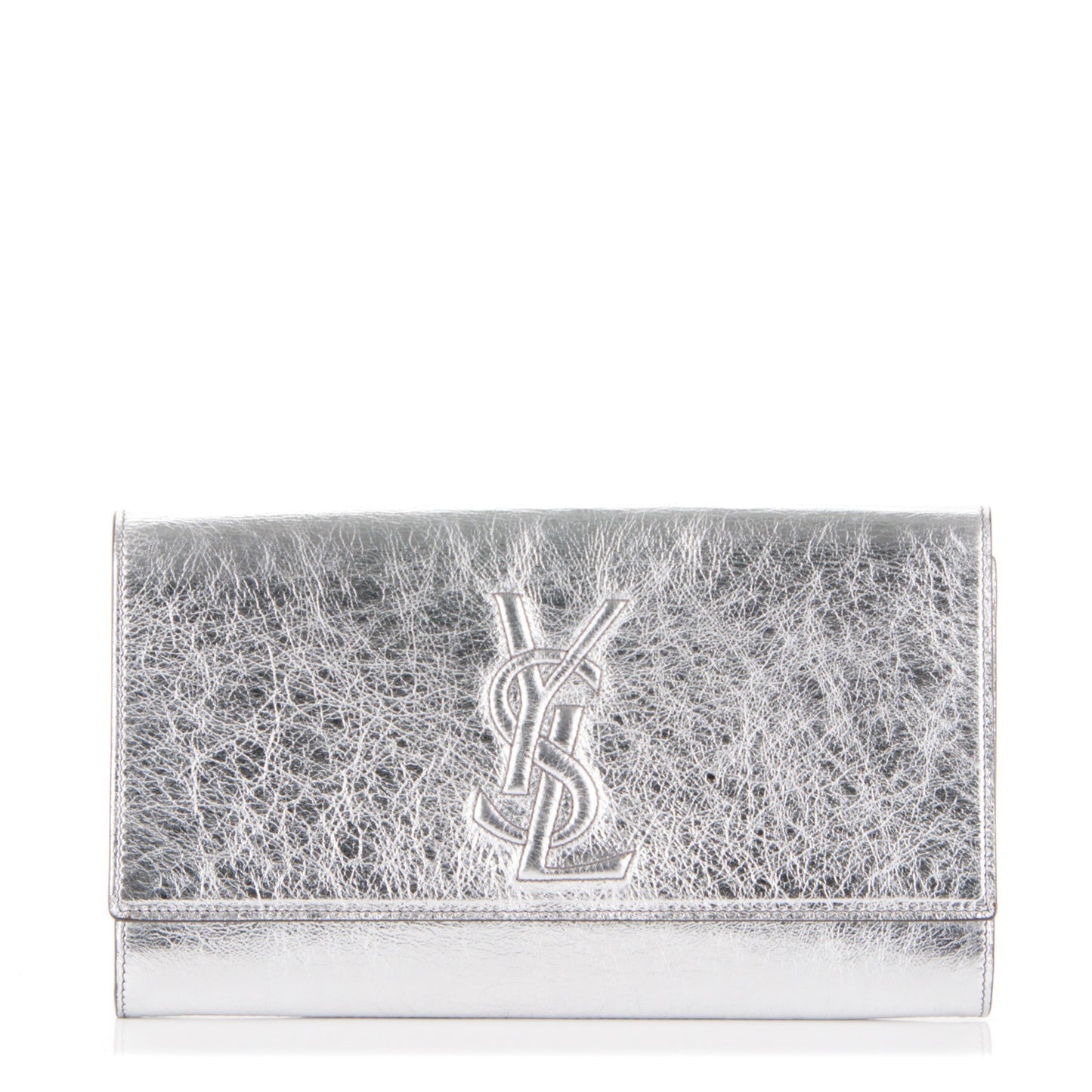 Metallic Calfskin Monogram Large Belle De Jour Clutch Silver