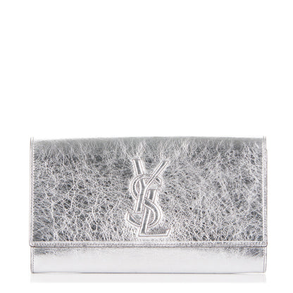 Saint Laurent Metallic Calfskin Monogram Large Belle De Jour Clutch Silver 1 of 7