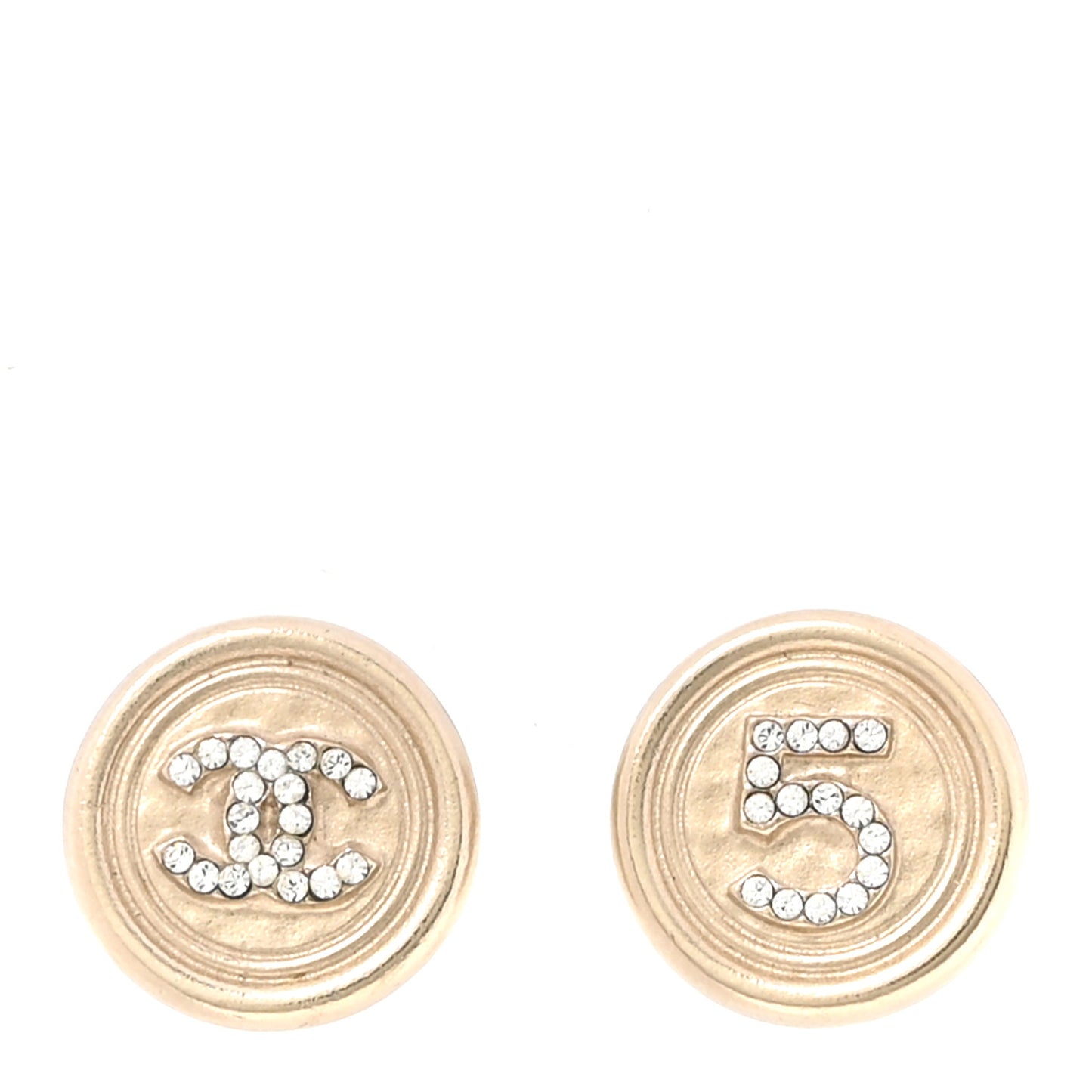 Crystal CC No 5 Round Earrings Gold
