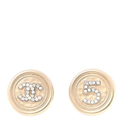Chanel Crystal CC No 5 Round Earrings Gold 1 of 5