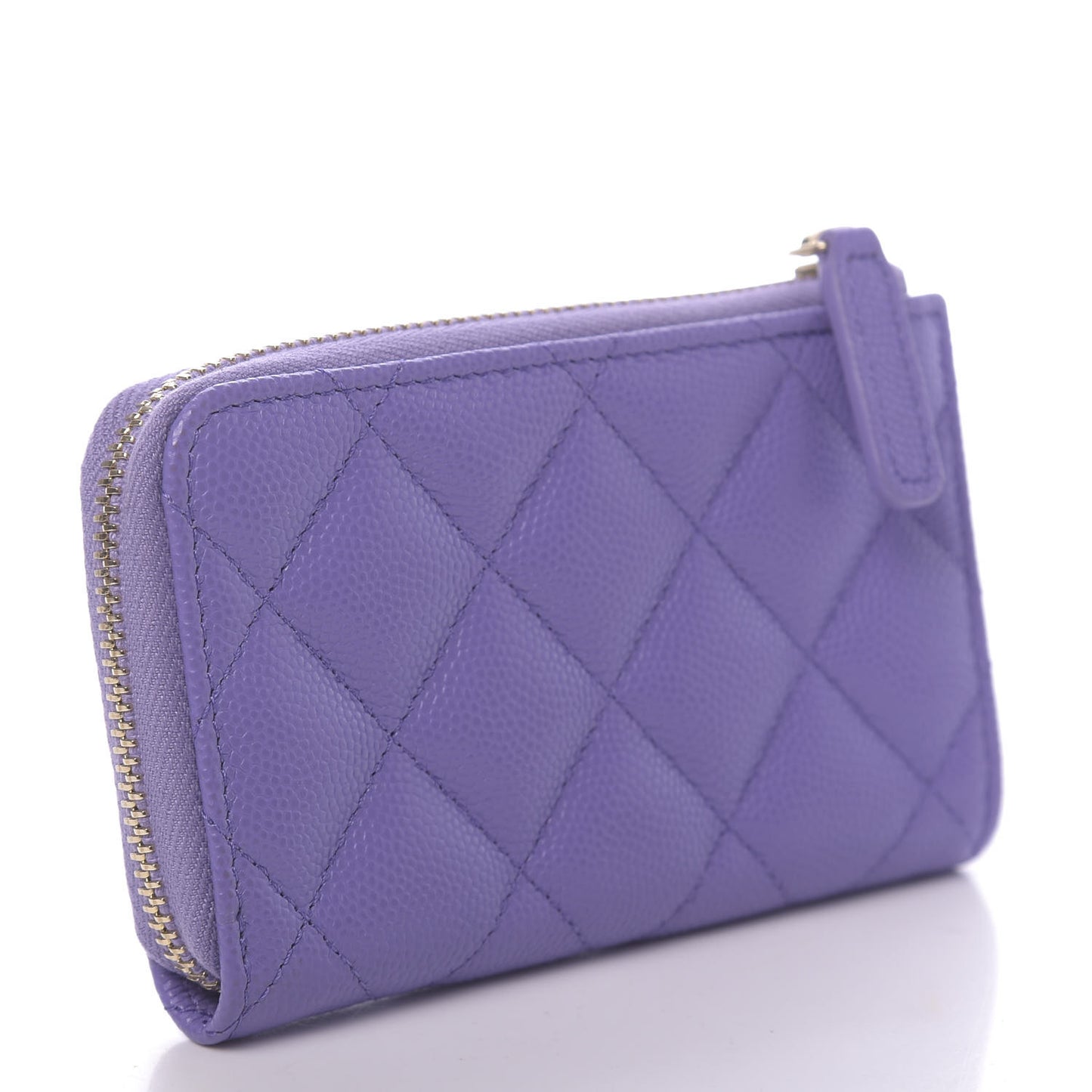 Caviar Quilted Zipped Key Holder Case Purple