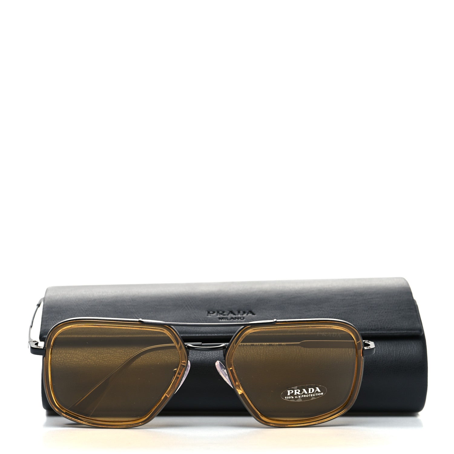 Prada Aviator Sunglasses SPR 57X Black Yellow 1298699 – FASHIONPHILE
