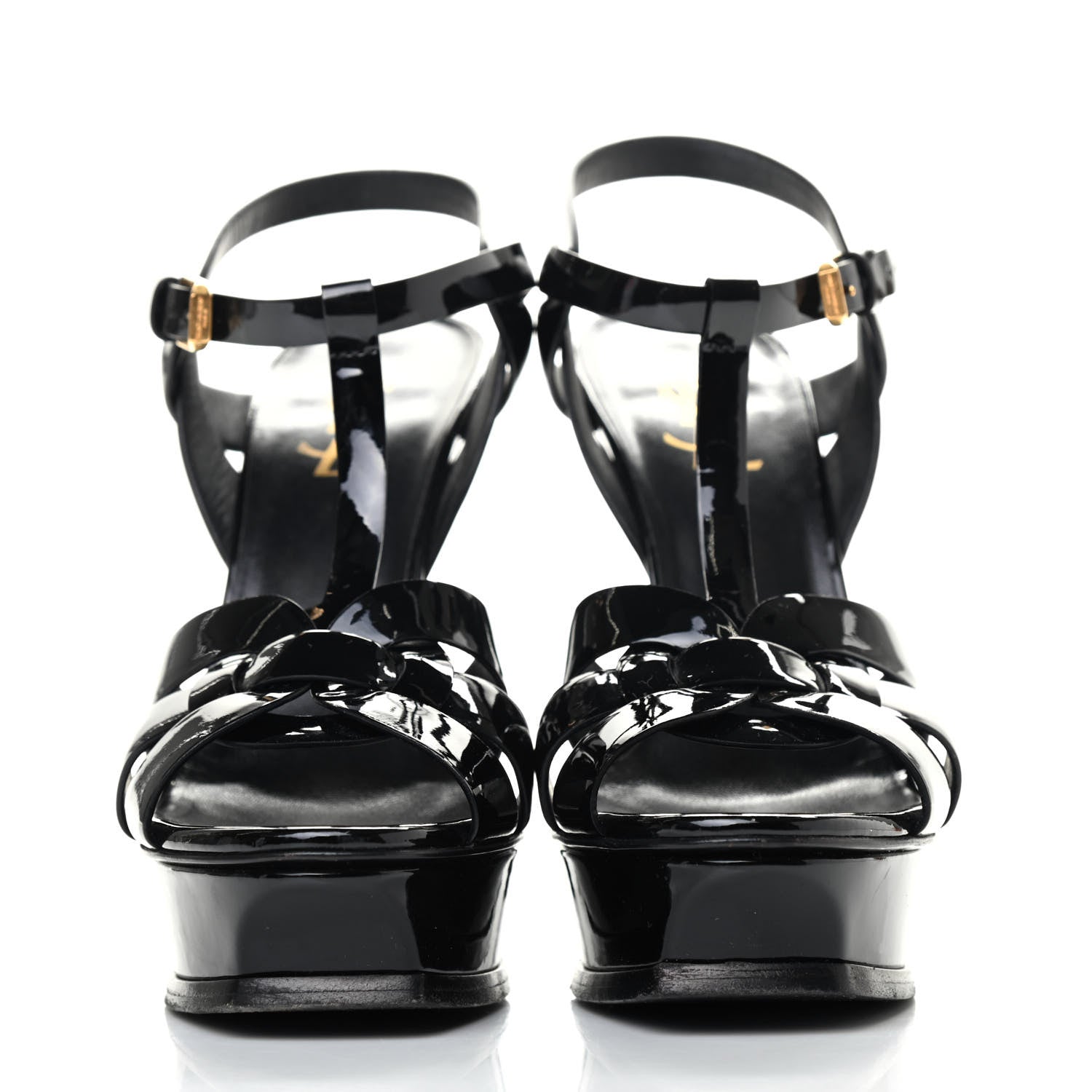 Saint Laurent Patent Tribute 105 Platform Sandals 38 Black 2 of 4
