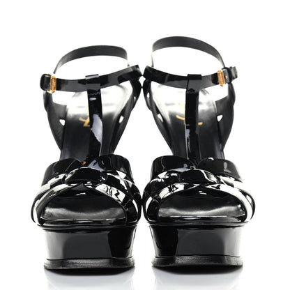 Saint Laurent Patent Tribute 105 Platform Sandals 38 Black 2 of 4