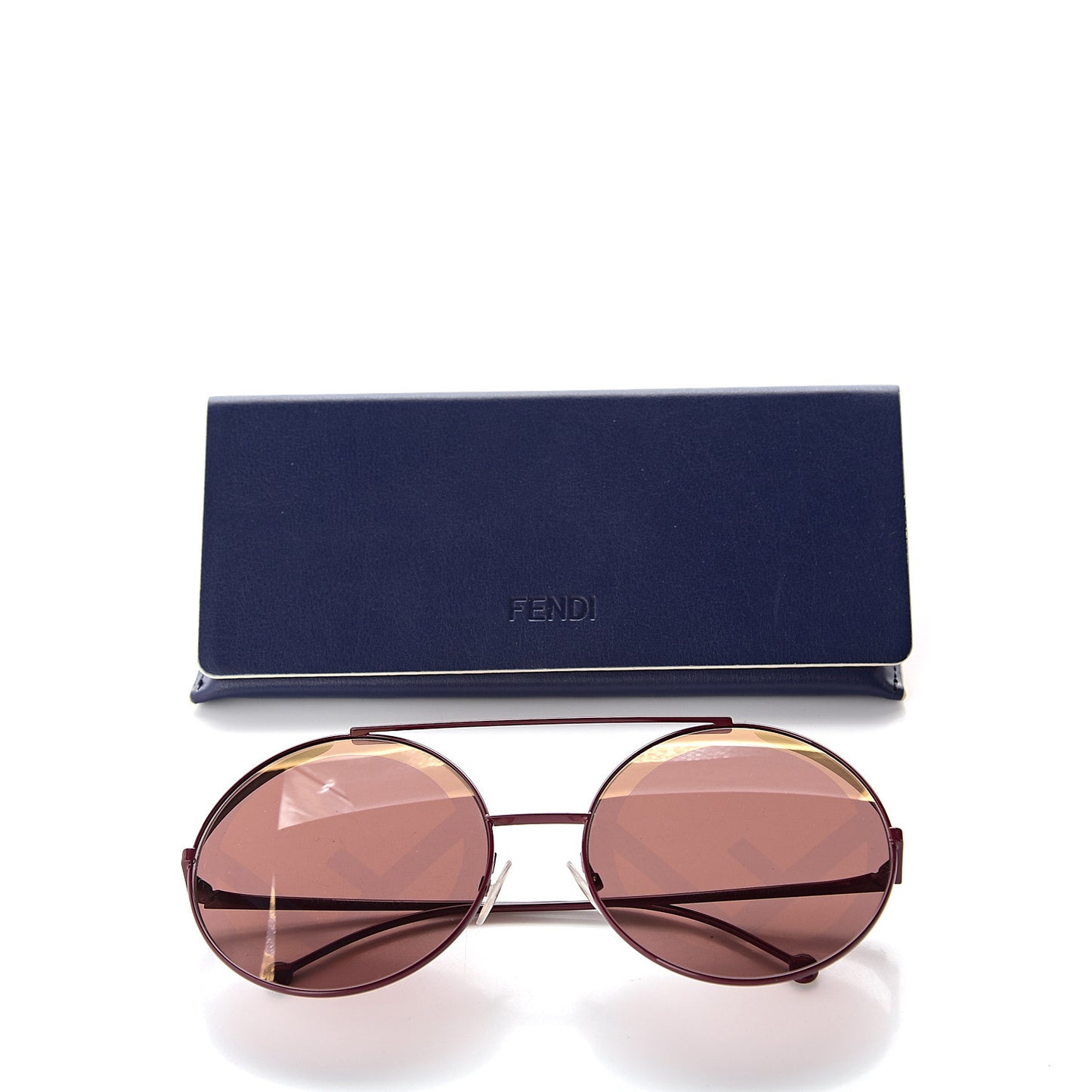 Metal F is Fendi Printed Run Away Round Frame Sunglasses FF 0285/S Red