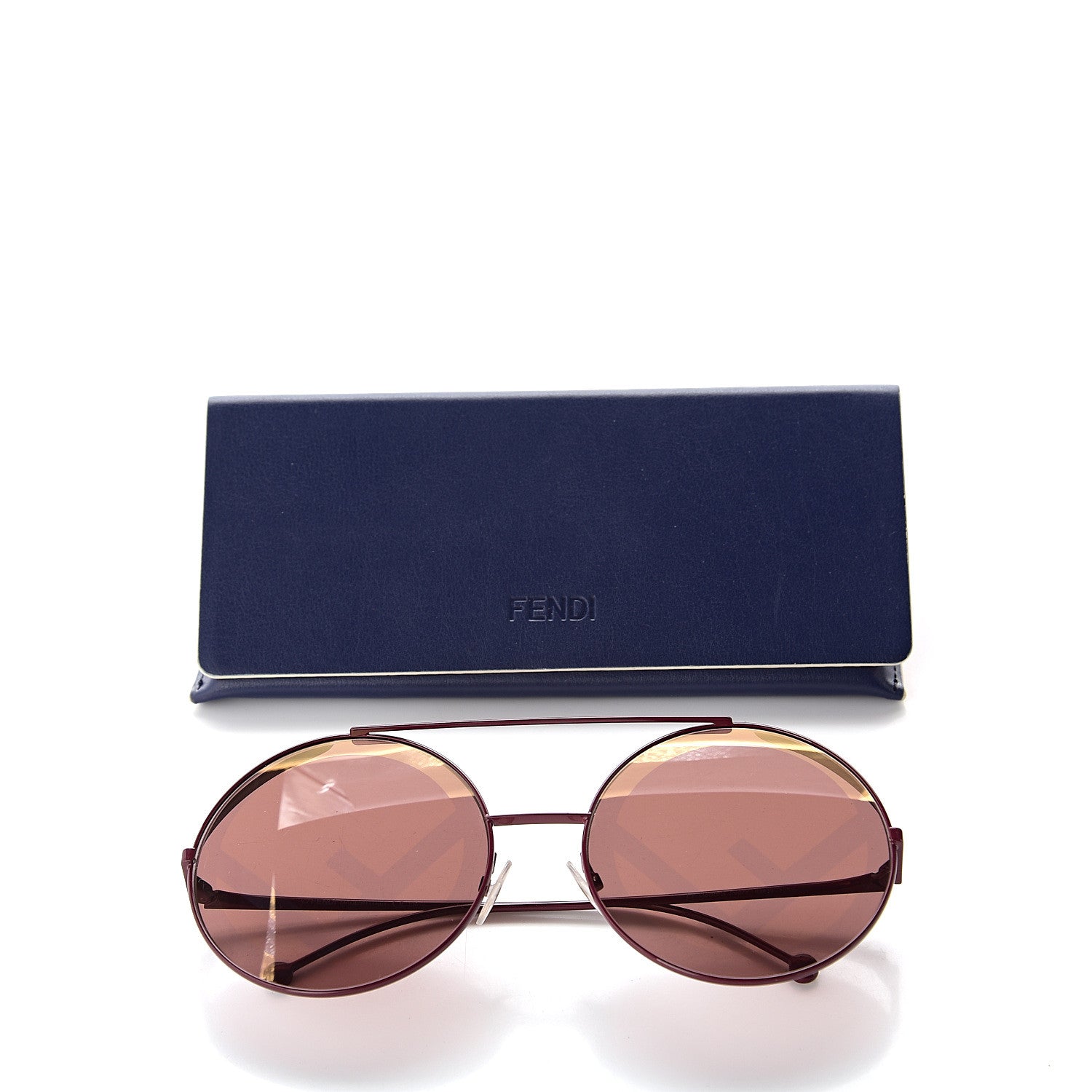 Fendi Metal F is Fendi Printed Run Away Round Frame Sunglasses FF 0285/S Red 9 of 9