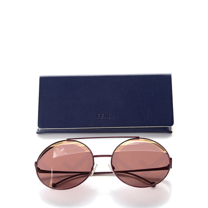 Fendi Metal F is Fendi Printed Run Away Round Frame Sunglasses FF 0285/S Red 9 of 9