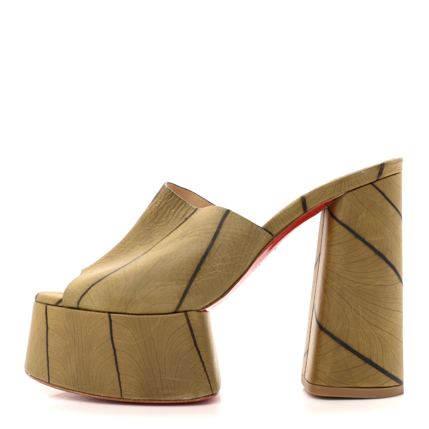 Christian Louboutin Cario Leaf Yazemule 130 Platform Sandals 38 Kaki 1 of 8