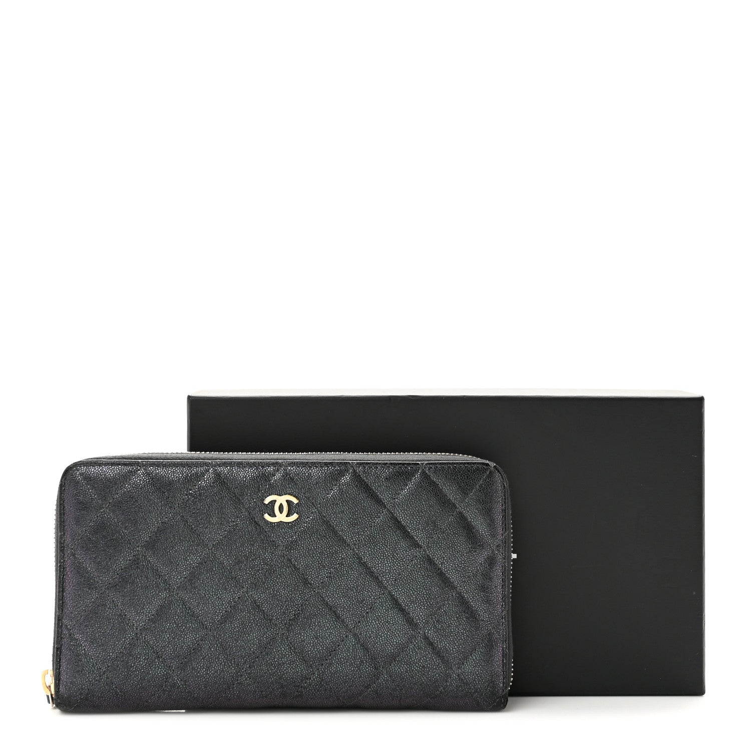 Chanel Iridescent Caviar Quilted Large Zip Around Organizer Wallet Black 12 of 12