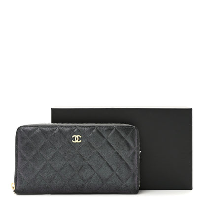 Chanel Iridescent Caviar Quilted Large Zip Around Organizer Wallet Black 12 of 12