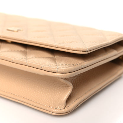 Chanel Caviar Quilted Wallet on Chain WOC Beige 11 of 12