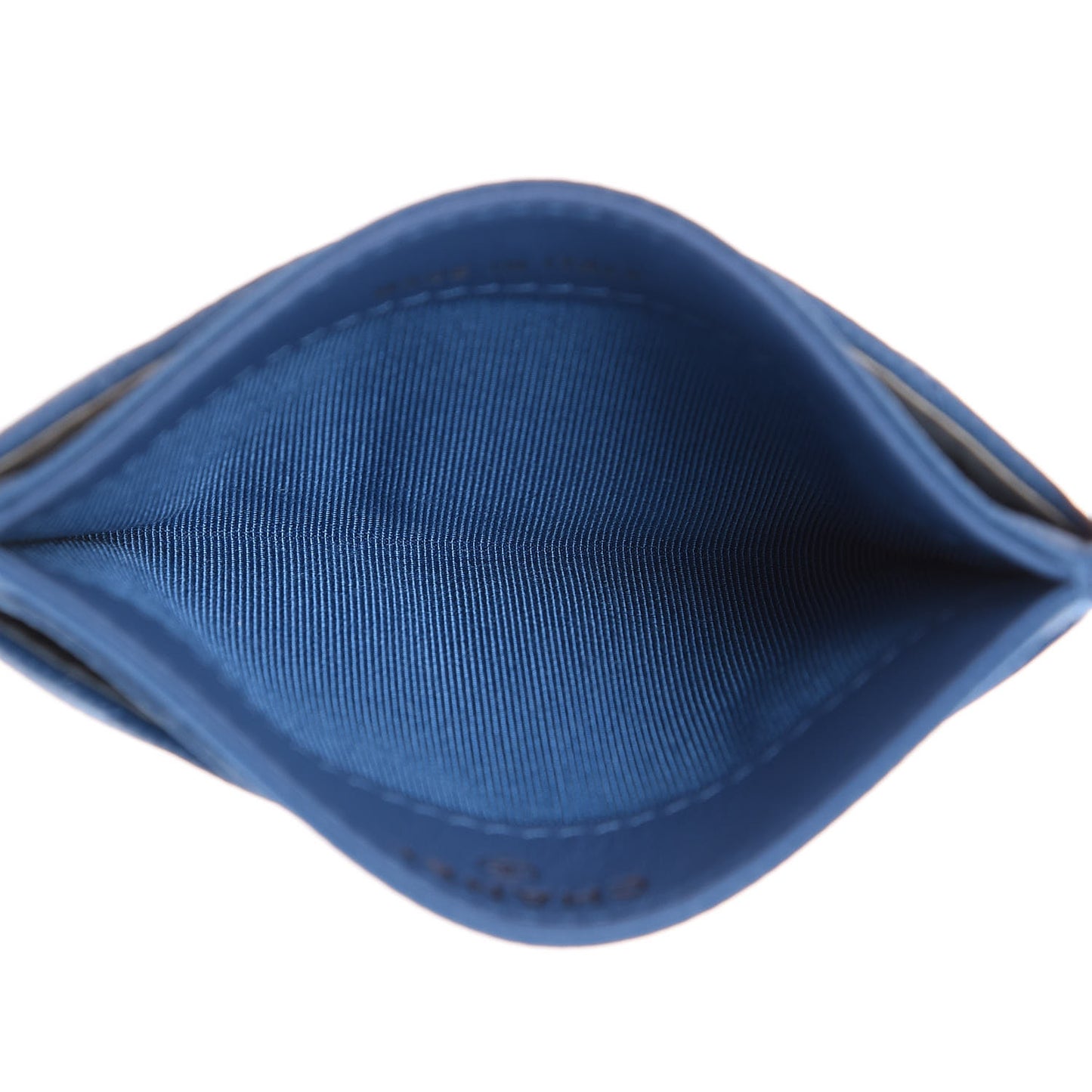Caviar Chevron Quilted Card Holder Blue