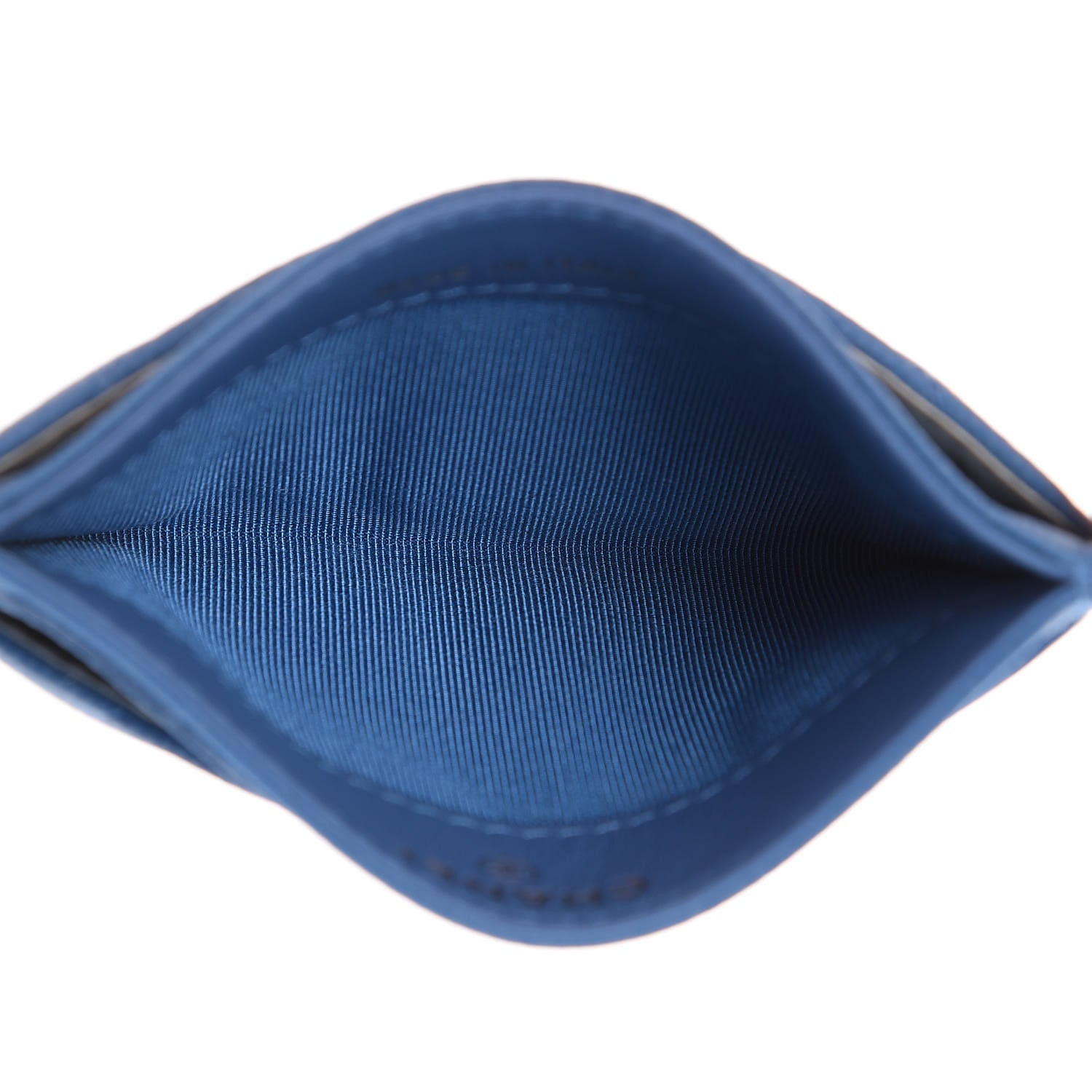 Chanel Caviar Chevron Quilted Card Holder Blue 5 of 9