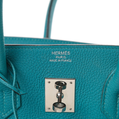 Hermes Taurillon Clemence Birkin 35 Turquoise 7 of 15