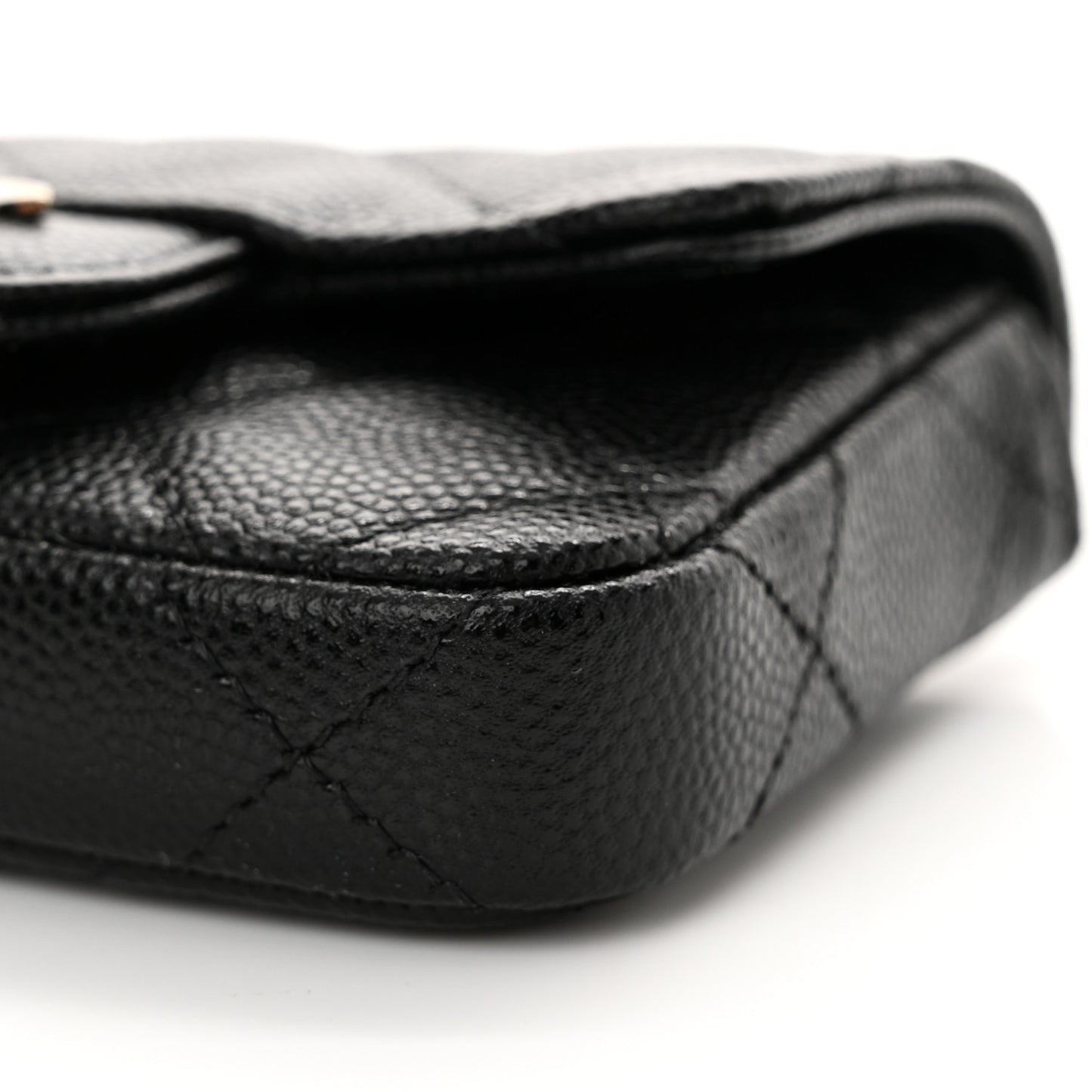Caviar Quilted Mini Chain Belt Bag Black